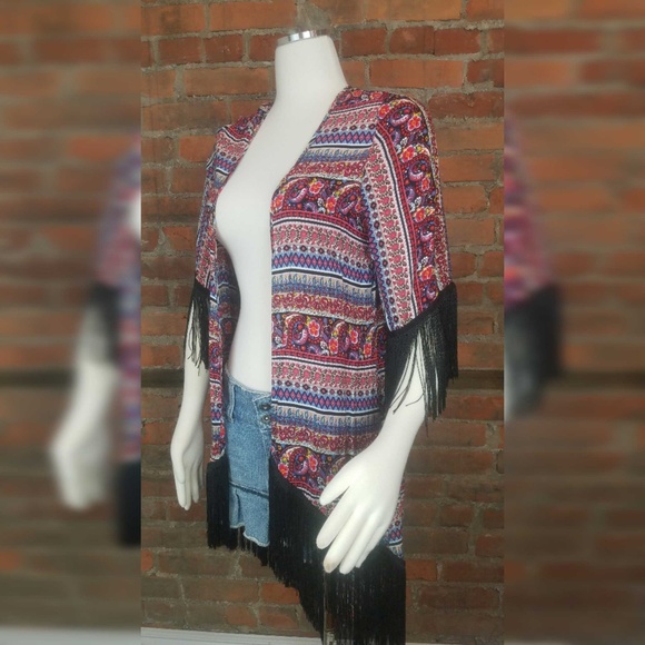 Love Tease Women's Kimono Top Multicolor Black - Picture 5 of 7